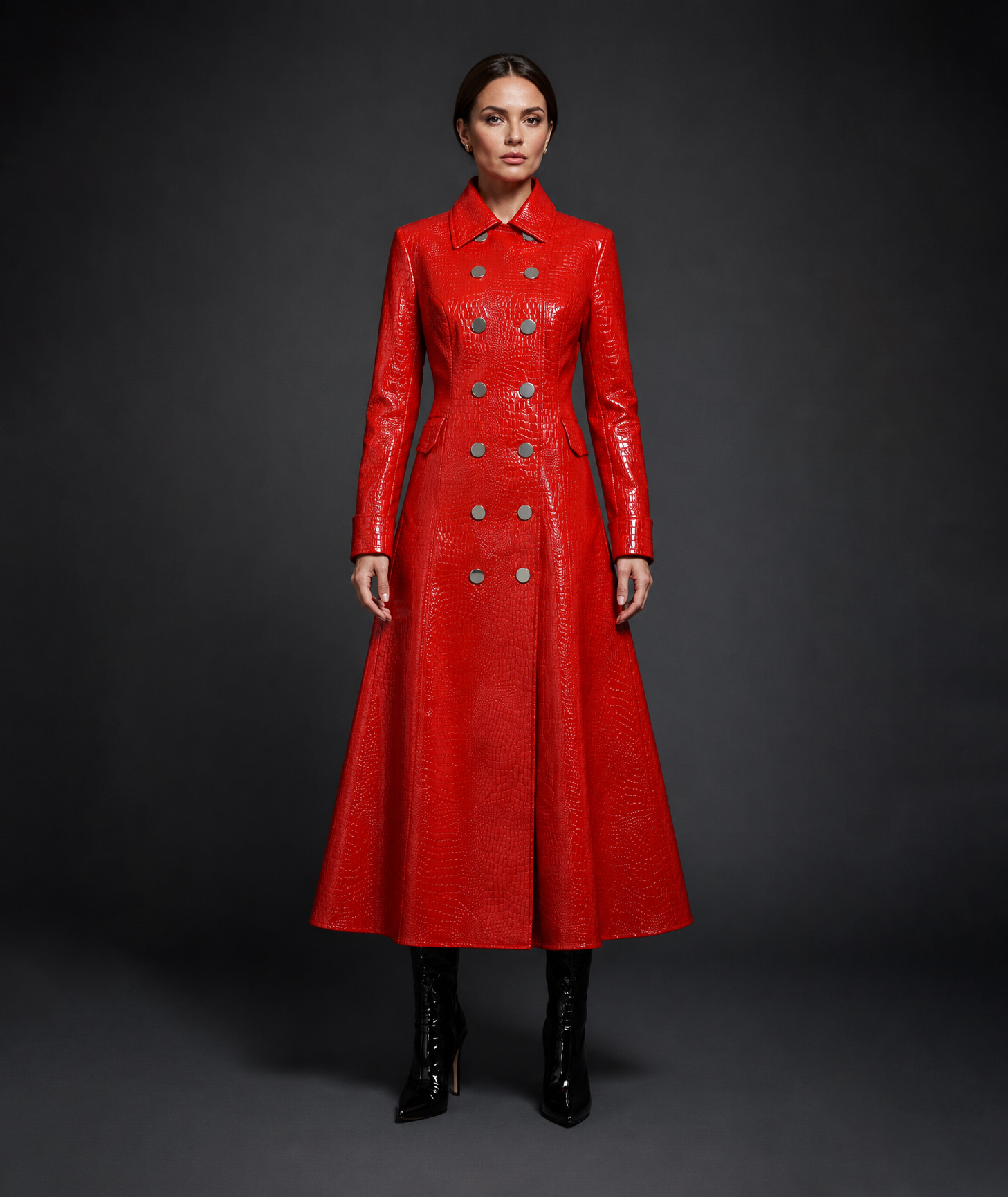 Roter Lackmantel Carmencita mit strukturierter Oberfläche